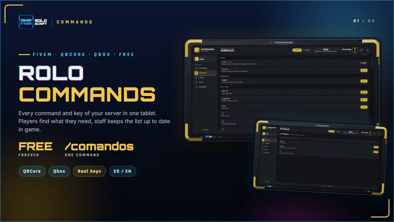 Commands: Panel de comandos gratis para FiveM